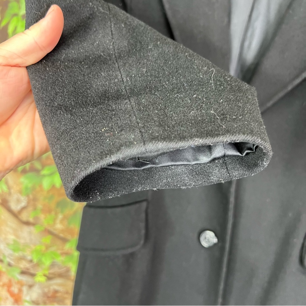 FLEURETTE Mid-Length Black Loro Piana Wool Top Coat, 10 - Picture 14 of 15